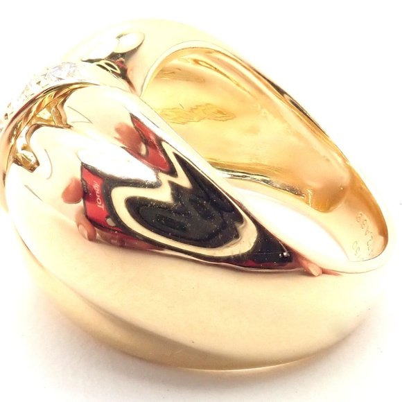 Rare! Authentic Van Cleef & Arpels 18k Yellow Gold Diamond Bow Design Band Ring - Picture 4 of 9